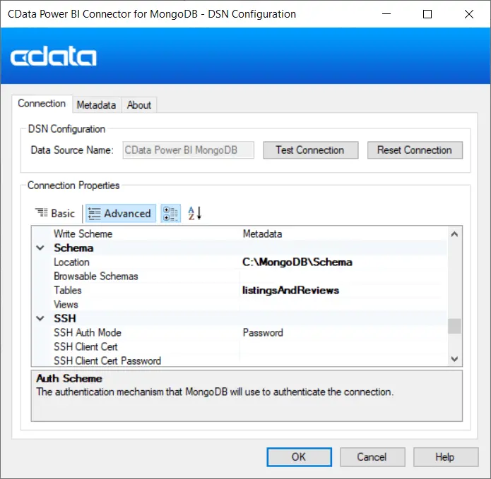 DSN configuration CData Power BI