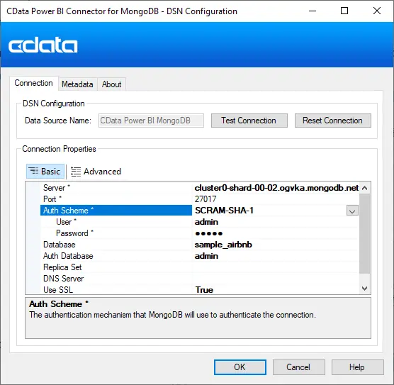 DSN configuration CData Power BI connector