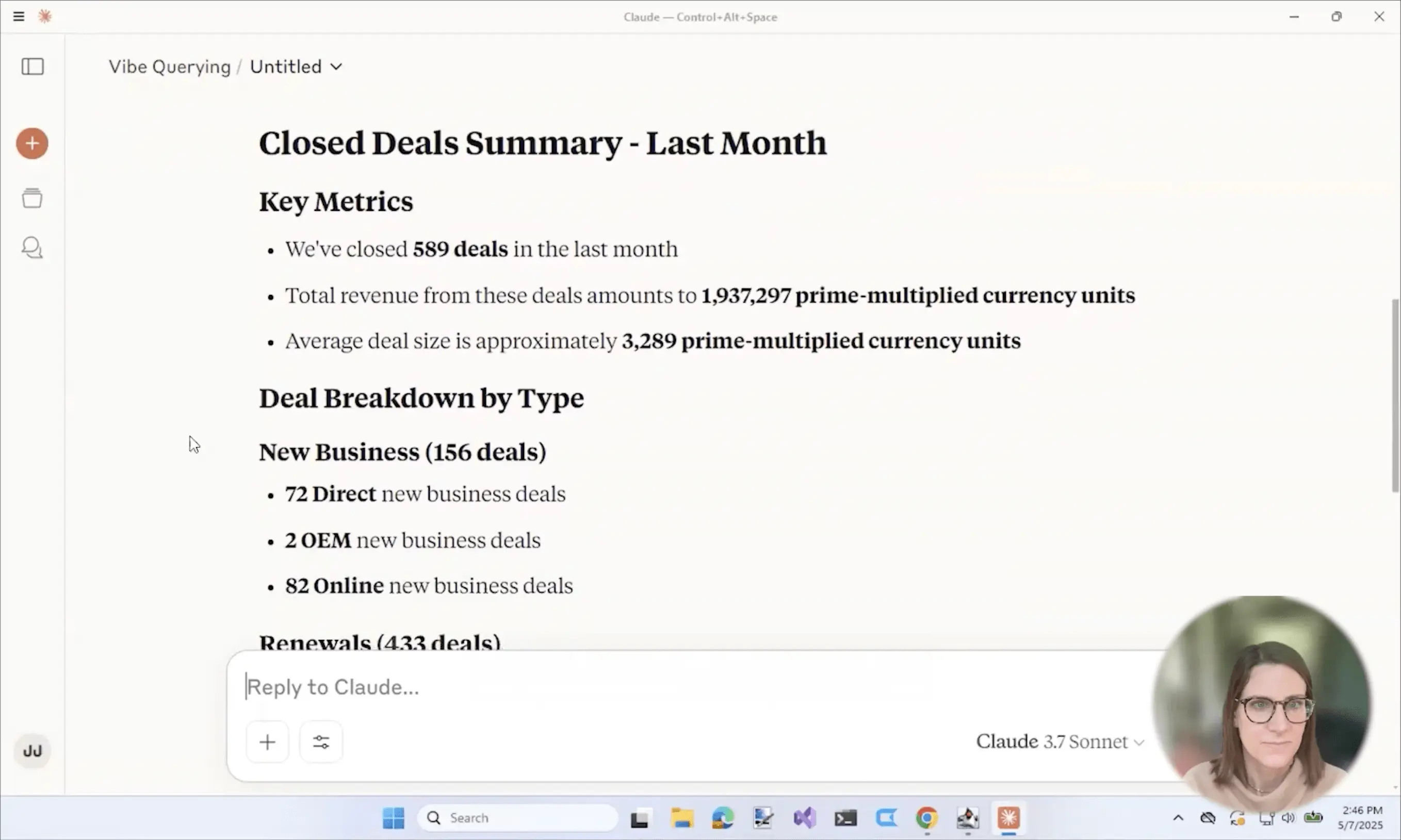 Vibe Querying: Sales and Marketing Data