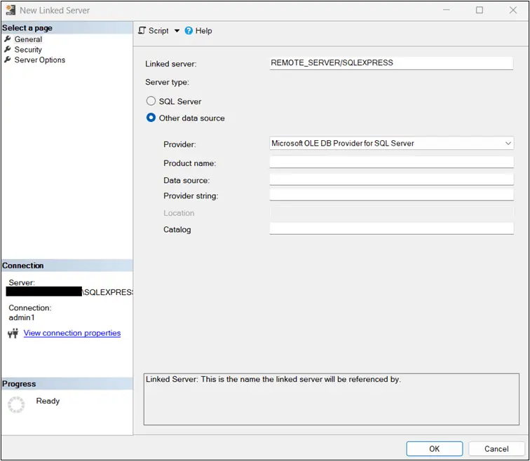 Creating and Configuring a SQL Server Linked Server