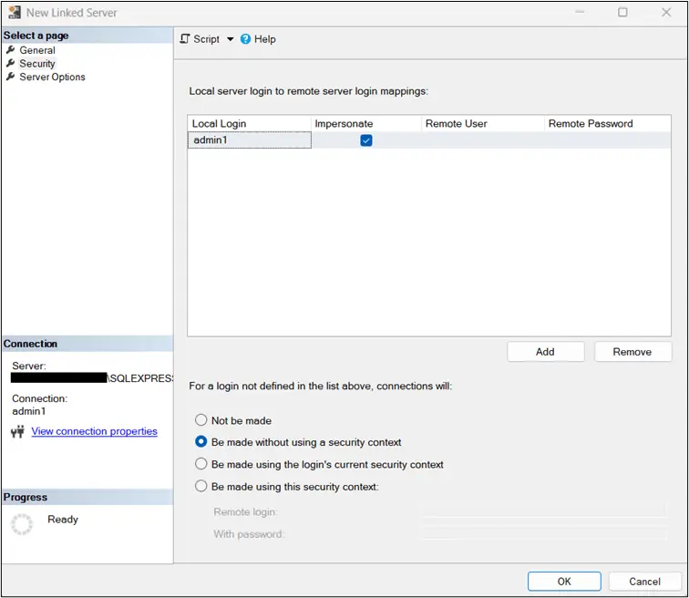 Creating and Configuring a SQL Server Linked Server